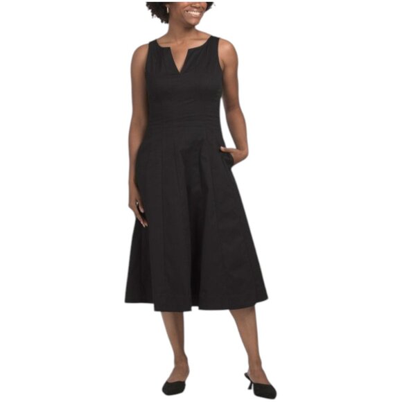 ELLEN TRACY Seamed Split Neck Midi Dress - Picture 1 of 2